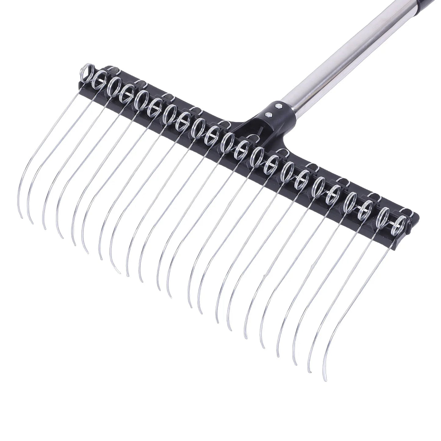Rake for Leaves 16.3 Inch Wide Steel Wire Garden Rake with 5.2FT Long Handle for Lawn Yard