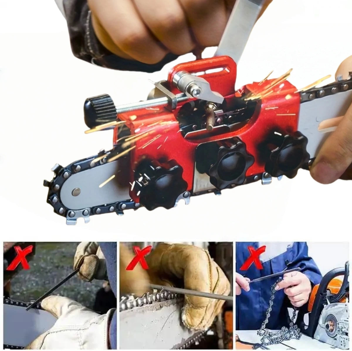 Chainsaw Sharpening Jig Kit Hand Chain Sharpener Chain Clip for All Kinds of Chainsaws