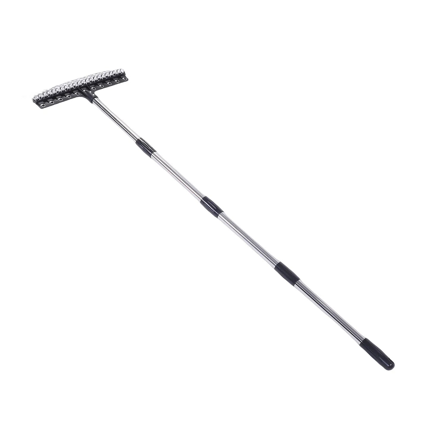 Rake for Leaves 16.3 Inch Wide Steel Wire Garden Rake with 5.2FT Long Handle for Lawn Yard