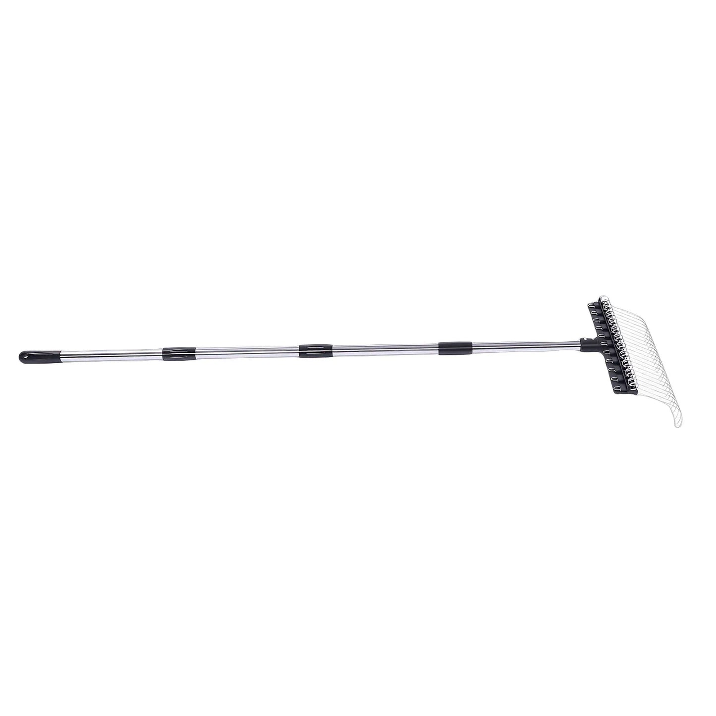 Rake for Leaves 16.3 Inch Wide Steel Wire Garden Rake with 5.2FT Long Handle for Lawn Yard