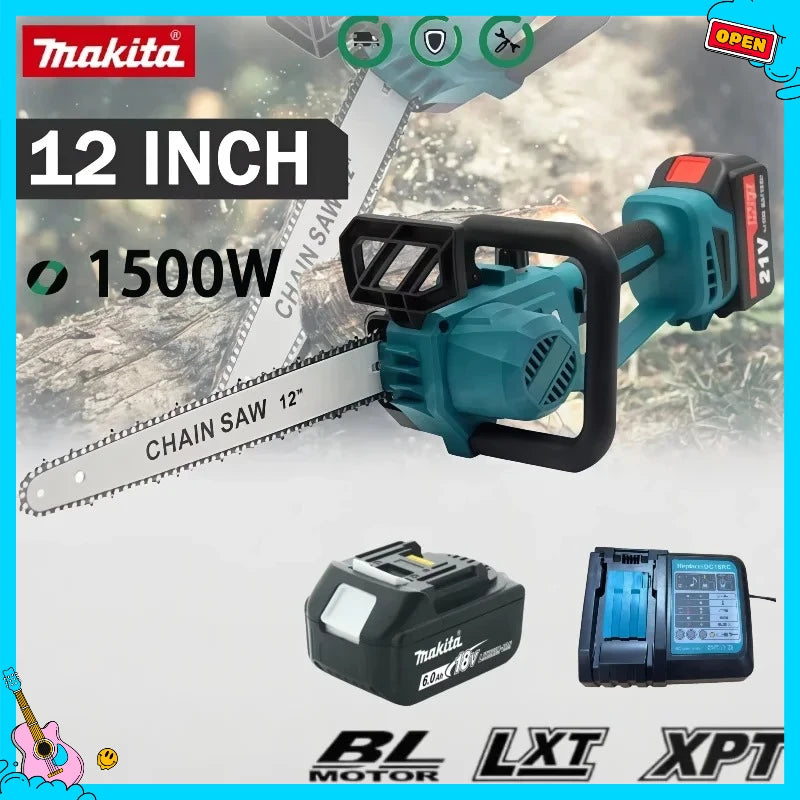 Makita 12 Inch Brushless Electric Chain Saw 2200W Rechargeable Cordless Graden Pruning Tools Portable Chainsaw